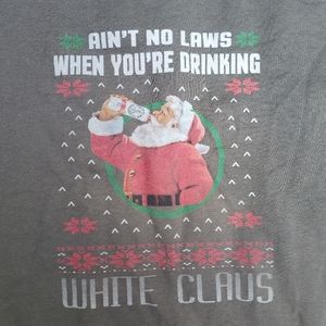 Santa Drinking White Claw Seltzer Ugly Christmas Sweater - Size Small
